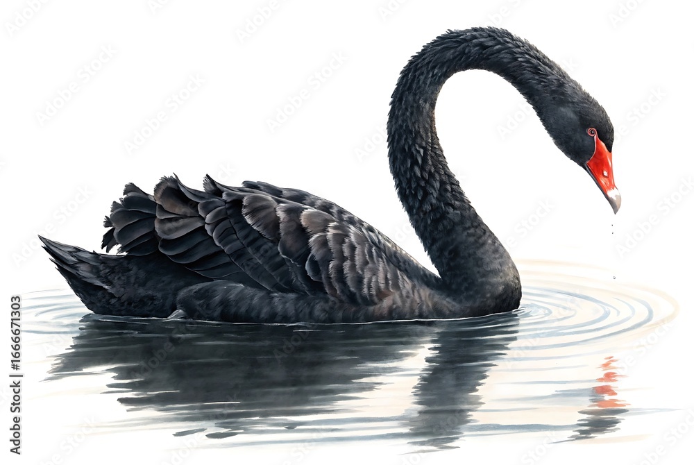 Fototapeta premium A black swan swimming gracefully in the water