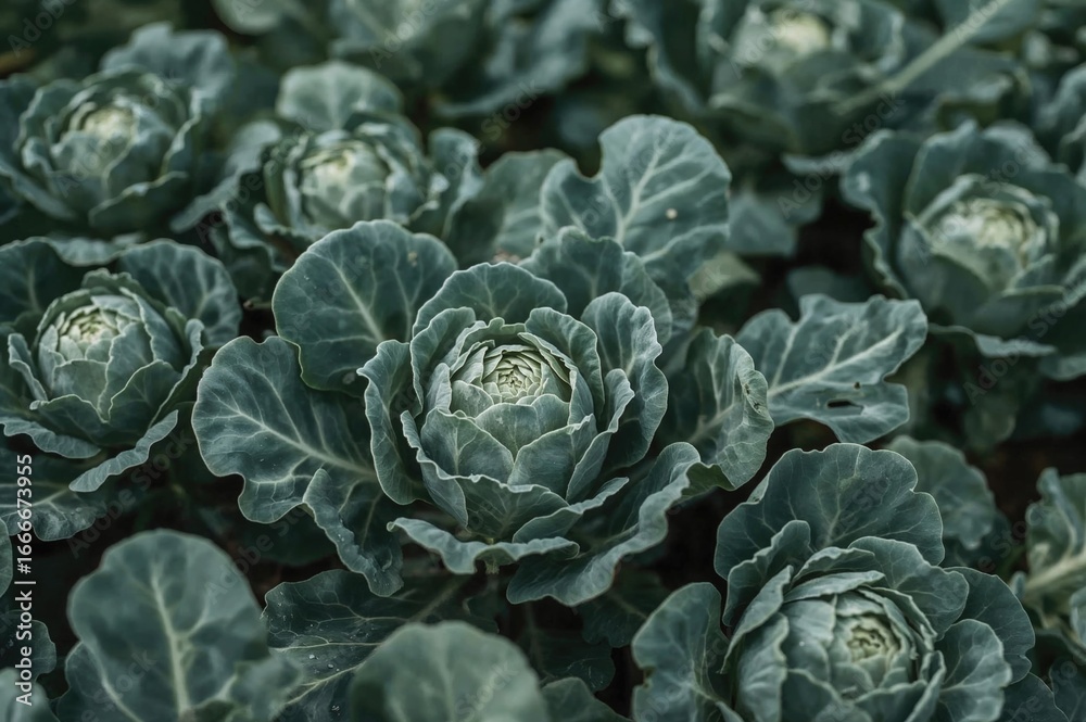 Obraz premium Close-up of broccoli and cabbage plants in a home garden