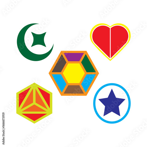 set of colorful geometric shapes