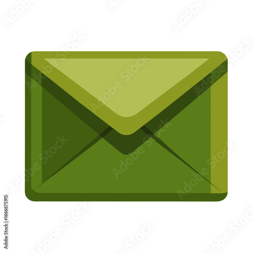 Glossy olive green envelope illustration with subtle shine