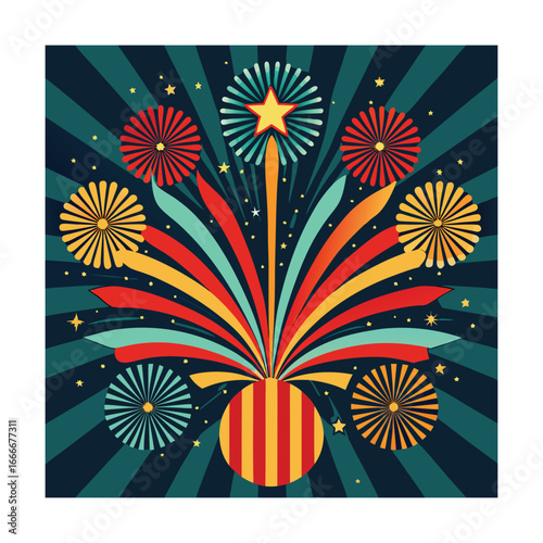 Festive Firework Explosion with Geometric Details burst