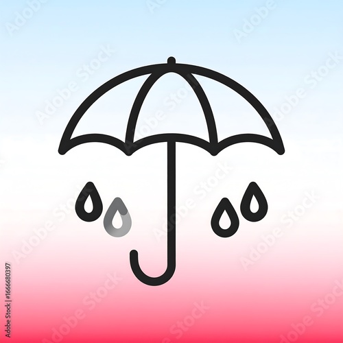 Simple umbrella icon with rain drops