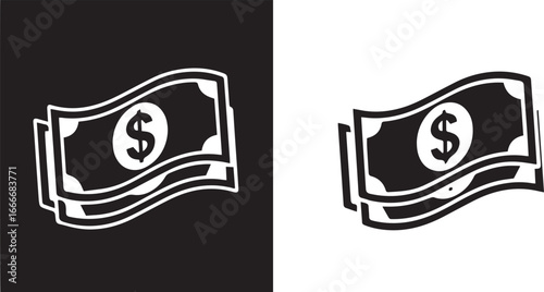 Hand drawn illustration of dollar bills with dollar sign