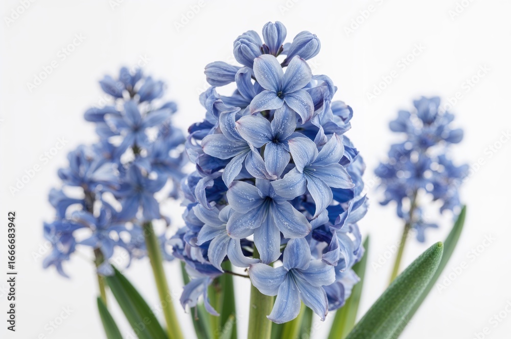 Fototapeta premium Hyacinth flowers displayed on a plain white background