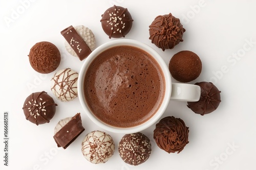 Wallpaper Mural Overhead view of hot cocoa and chocolate truffles Torontodigital.ca