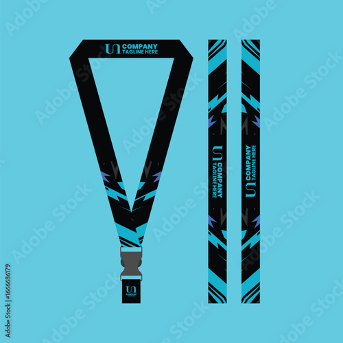 Corporate, school lanyard mockup with futuristic style