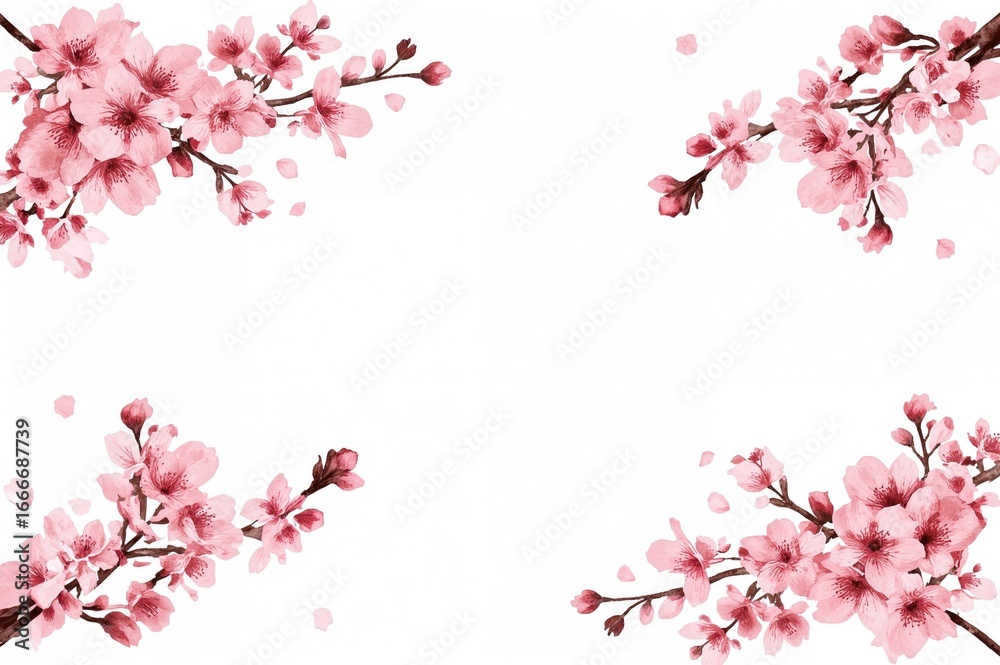 Fototapeta premium Frame adorned with cherry blossoms