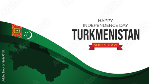 Turkmenistan Independence Day template mockup, vibrant national colors, celebratory design, perfect for greeting cards, posters, social media, and festive promotions.