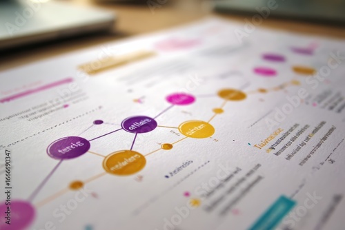 Detailed Infographic Presentation with Colorful Charts and Graphs for Data Analysis and Visualization on a Wooden Desk