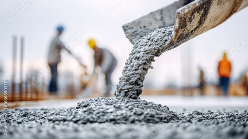 Wallpaper Mural Concrete being poured onto a construction site by construction workers during daylight hours. Torontodigital.ca