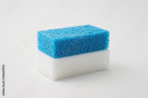 White background with blue sponge