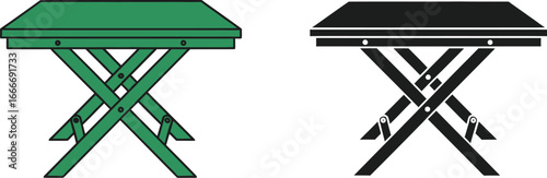 Green table folding table picnic table portable table vector design