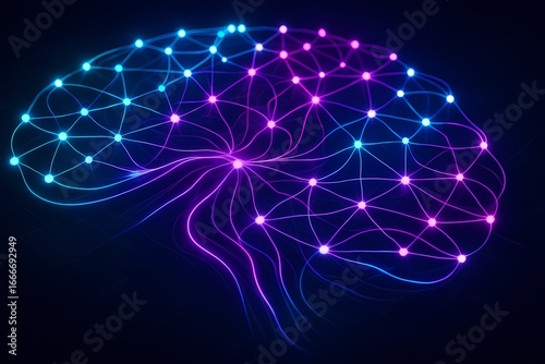 Neural glow AI background with digital brain network