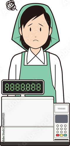 レジスターと女性スーパー店員④