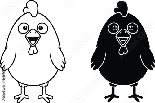 Cute cartoon chicken vector illustration design for kids drawing
