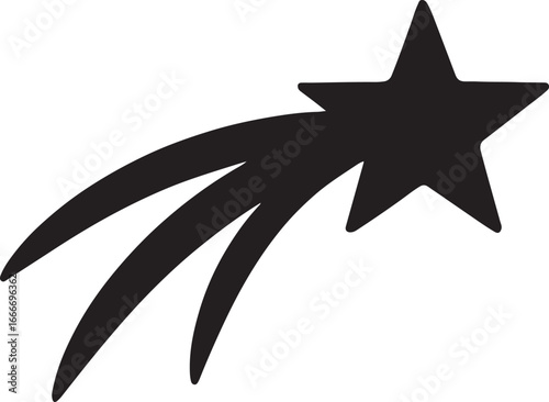 Shooting star silhouette vector isolated on white background for night sky, astronomy, cosmic design projects.