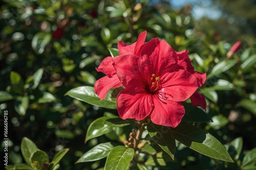 A bright oleander blossom f...