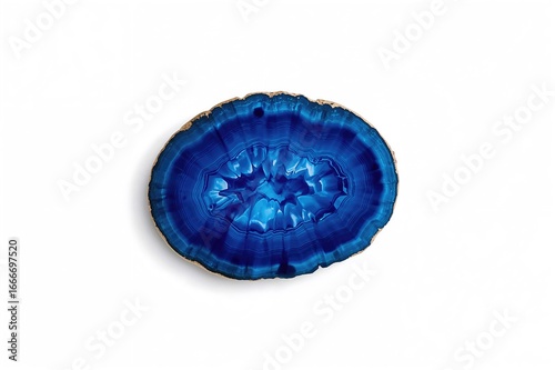 A lone blue agate displayed...