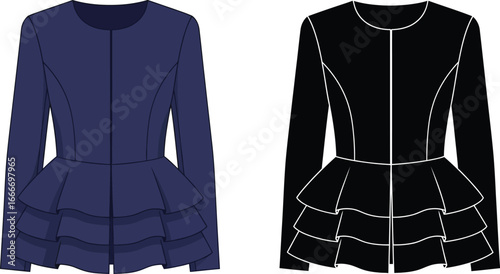 Shop stylish peplum jacket women's fashion blue and black design