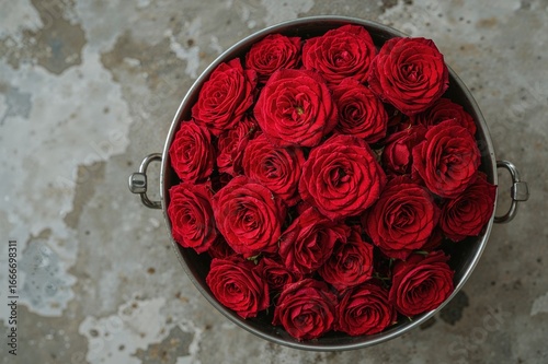Vivid red rose blossoms col...