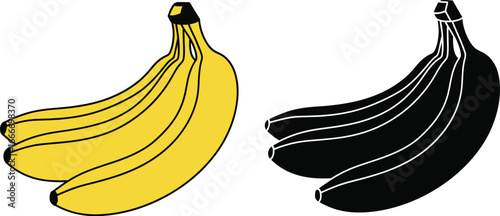 Banana fruit drawing vector illustration yellow and black color