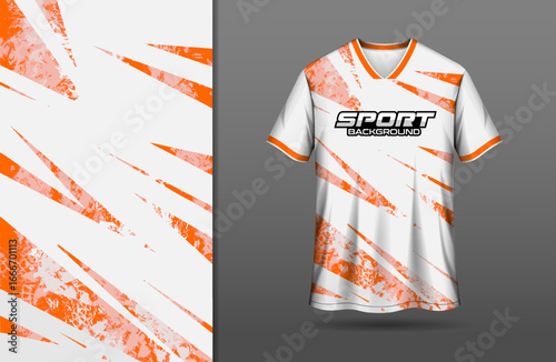White sport jersey design with orange abstract background