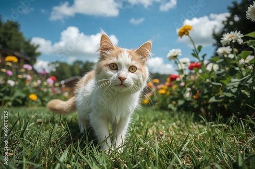 An inquisitive feline froli...