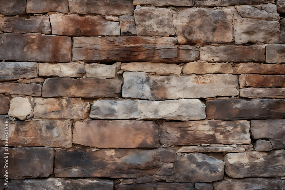 Obraz premium Rustic stone wall texture with natural color variations for backgrounds
