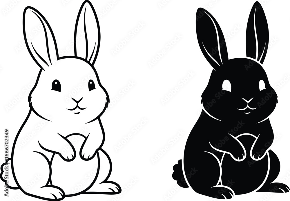 Fototapeta premium Rabbit bunny vector illustration easter animal clip art drawing cute