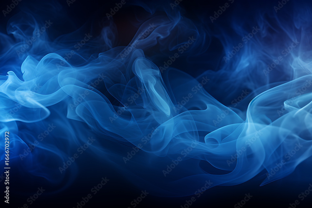 Fototapeta premium Abstract blue smoke swirls with dynamic movement for elegant designs and concepts