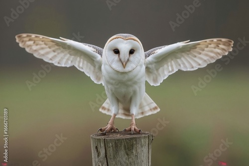 A barn owl launching into f...