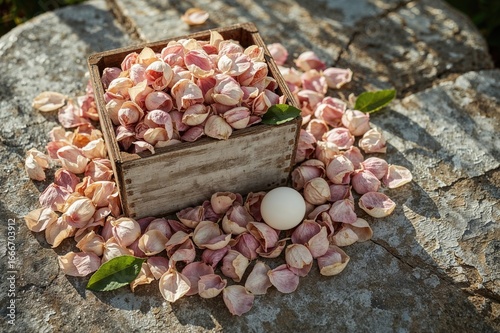 Scattered dried rose petals...
