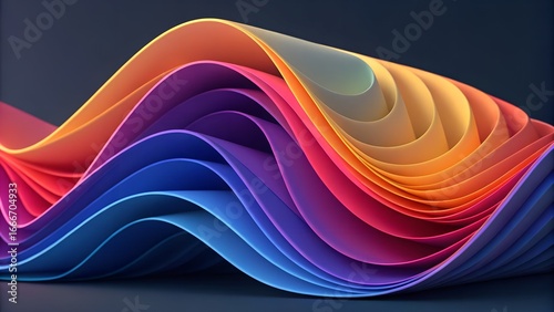 Layered Gradient Waveform in Vertical Flow – Abstract Motion, Vibrant Color Spectrum, Digital Energy Art, fluid curves, modern design, visual rhythm, depth, Abstract