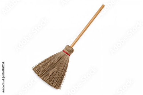 A wooden broom handle set a...