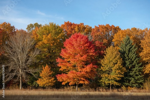 A lineup of various trees d...