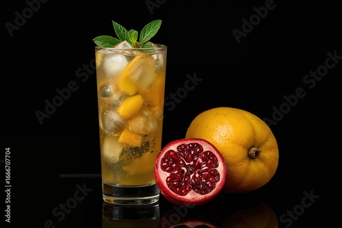 A high glass filled with ch...