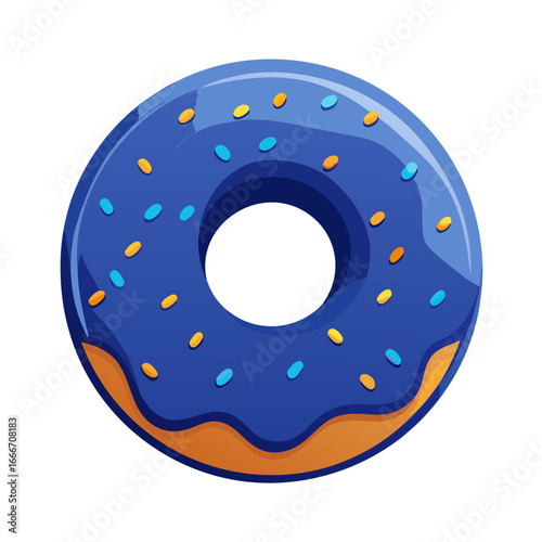 Navy blue donut with colorful sprinkles vector illustration