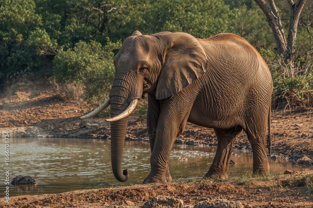 Fototapeta premium Elephant drinking water in the wild
