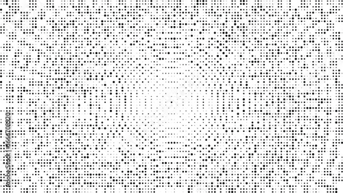 Black and white halftone dot pattern with a concentric radial design, an abstract and modern vector background texture for contemporary and futuristic layouts