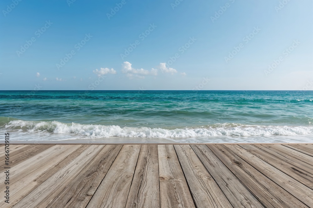 Fototapeta premium Photo showing sections of the shore path with the ocean visible behind.
