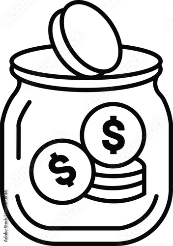 Saving money in a jar with dollar coins icon vector illustration
