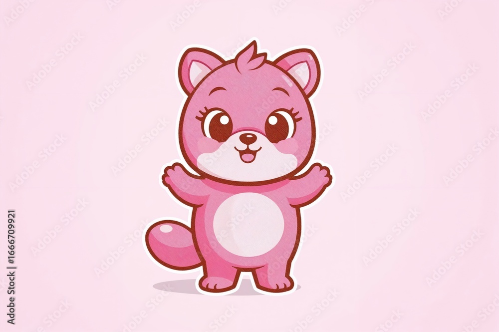 Fototapeta premium Cute rosy character with a minimalist flat style