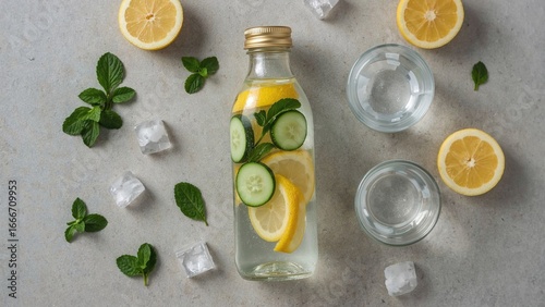 A glass bottle filled with ...