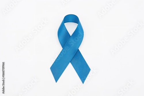 A glossy blue ribbon contra...