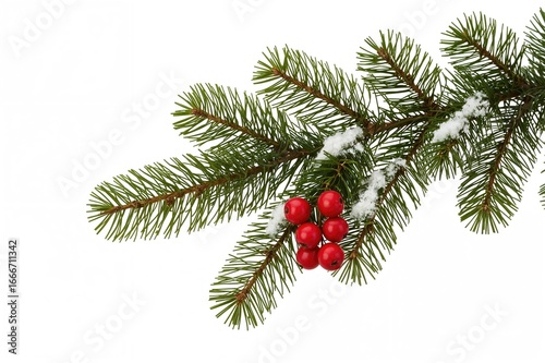 Snow-covered fir branch ado...