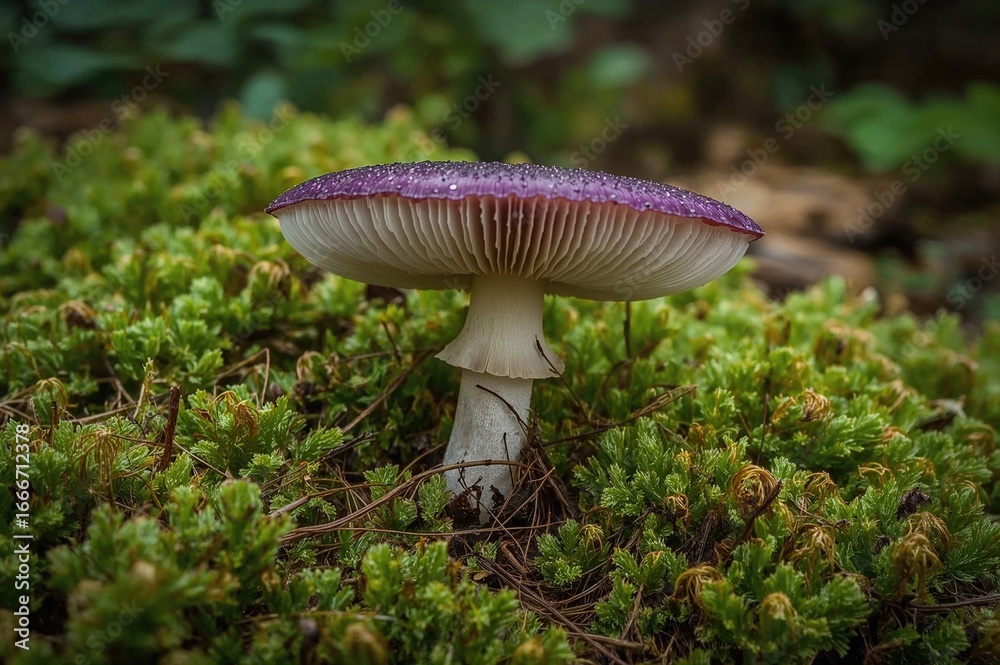 Fototapeta premium Close-up of a Purple Laccaria Mushroom