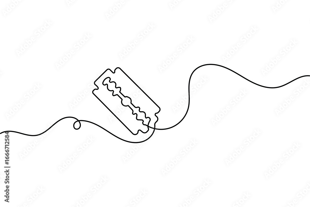 Obraz premium Razor blade outline continuous one line drawing in minimalist abstract isolated vector icon 