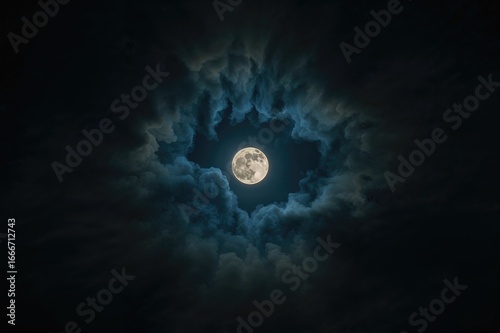 A bright full moon shines t...