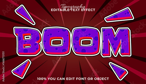 Explosive 'BOOM' Text Effect with Vibrant Purple and Red Accents