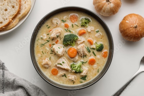 A detailed view of a creamy...